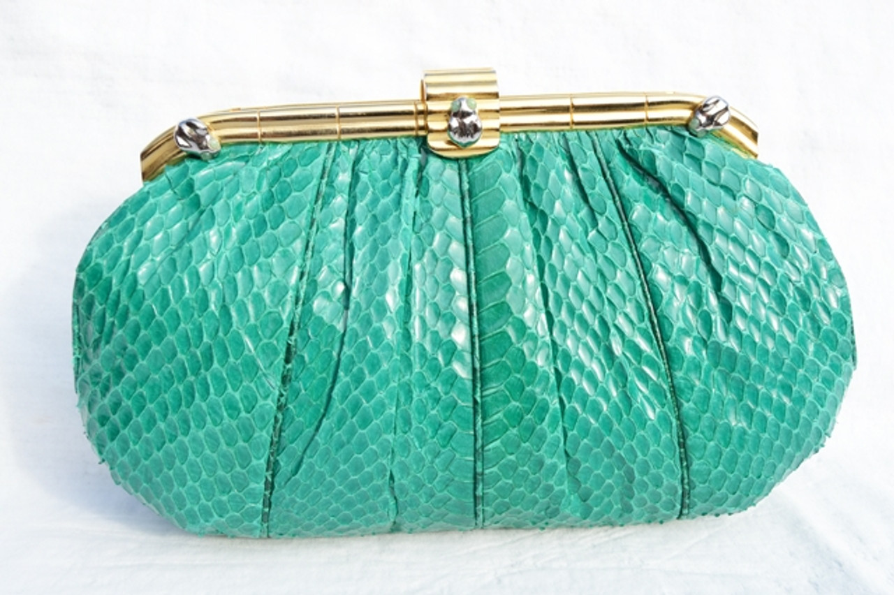 Sold at Auction: Judith White, JUDITH LEIBER WHITE SNAKESKIN PURSE EVENING  BAG. DECORA